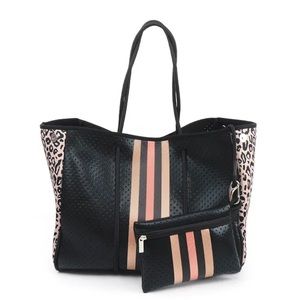 Large neoprene totes with matching insert included for travel. Beach, work etc..